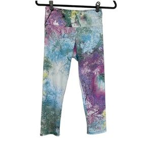 Onzie Tree Forest Sky Print Cropped Leggings Pastel Colorful Size XS